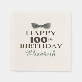 Aangepast jaar | Antiek Happy Birthday Brown/Slate Servetten