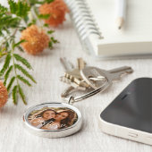 Aangepast jaar Besties BFF Modern script Foto Sleutelhanger (Zijkant)