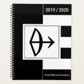 Aangepast jaar dierentuin Sagittarius Black White Planner (Voorkant)