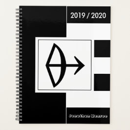 Aangepast jaar dierentuin Sagittarius Black White Planner