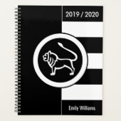 Aangepast jaar dierentuin Sign Leo Black en White Planner (Voorkant)
