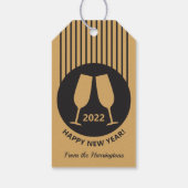 Aangepast jaar en tekst labels met champagne-cadea cadeaulabel (Achterkant)