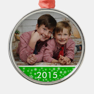 Aangepast jaar Fotoversiering Snowflakes Green Metalen Ornament
