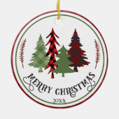 Aangepast Jaar Gepersonaliseerde Kerstbomen Kleurr Keramisch Ornament (Achterkant)