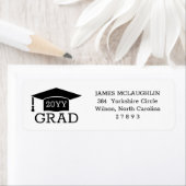 Aangepast jaar Graduation Cap Elegant Retouradres Etiket (Insitu)
