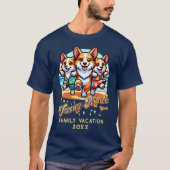 Aangepast jaar Grappige Corgi Honden Strand Famili T-shirt (Voorkant)