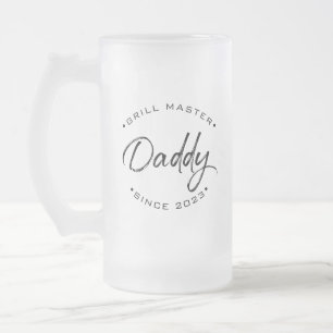 Aangepast jaar Handlettering Grill Master Daddy Matglas Bierpul