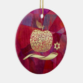 Aangepast jaar joods nieuwjaar, Rosh Hashanah Keramisch Ornament (Rechts)
