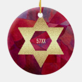 Aangepast jaar joods nieuwjaar, Rosh Hashanah Keramisch Ornament (Achterkant)