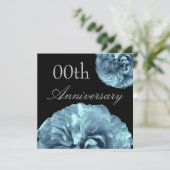 Aangepast jaar Jubileum Uitnodiging TURQUOISE Roos (Staand voorkant)