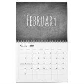 Aangepast jaar Krijtbord Kalender Zwart-wit (Feb 2027)
