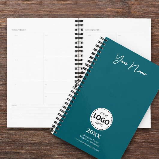 Aangepast Jaar, Logo, Naam en Tekst, Blauwgroen Da Planner