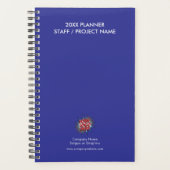Aangepast jaar, Logo, Tekst, Blauw Dagboek Planner (Voorkant)