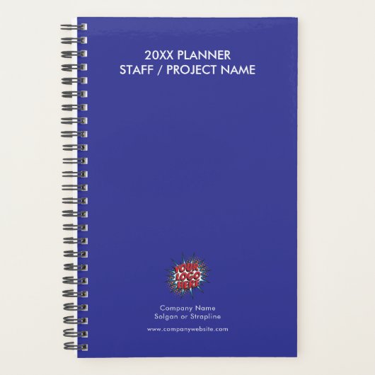 Aangepast jaar, Logo, Tekst, Blauw Dagboek Planner (Voorkant)