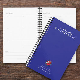 Aangepast jaar, Logo, Tekst, Blauw Dagboek Planner