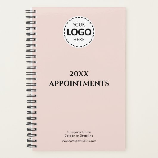 Aangepast jaar, Logo, Tekst, Blush Pink Afspraak Planner (Voorkant)