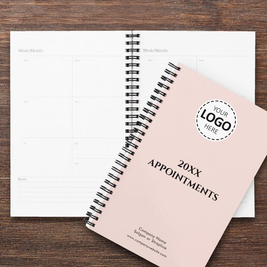 Aangepast jaar, Logo, Tekst, Blush Pink Afspraak Planner