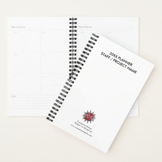 Aangepast jaar, Logo, Tekst, Wit Dagboek Planner (Display)