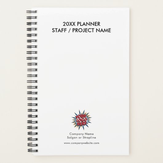 Aangepast jaar, Logo, Tekst, Wit Dagboek Planner (Voorkant)