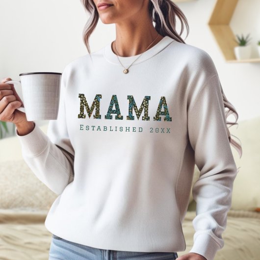 Aangepast jaar - Mama Blue Florals Trui