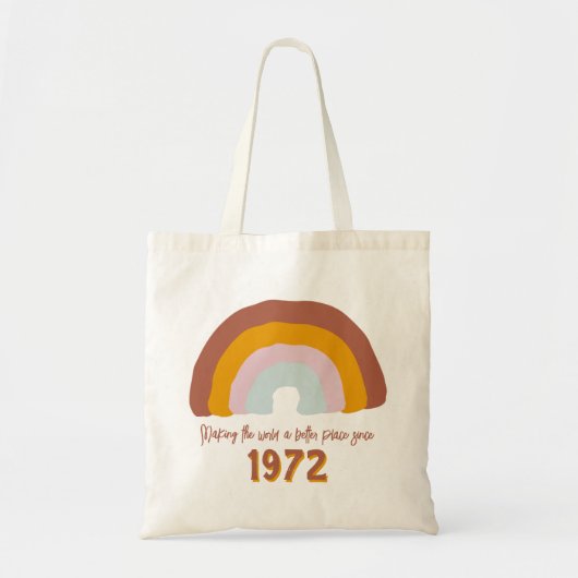 Aangepast jaar regenboog maakt wereld beter tote bag (Voorkant)