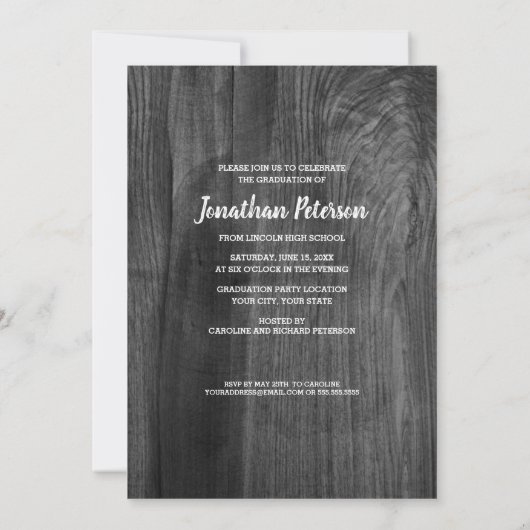 Aangepast jaar Schuur hout Graduation Party Kaart (Achterkant)