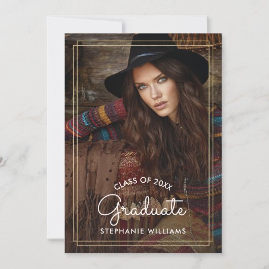 Aangepast jaar Schuur hout Graduation Party Kaart (Voorkant)