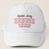 Aangepast Jaar Script Afgestudeerd College Rood Trucker Pet (Voorkant)