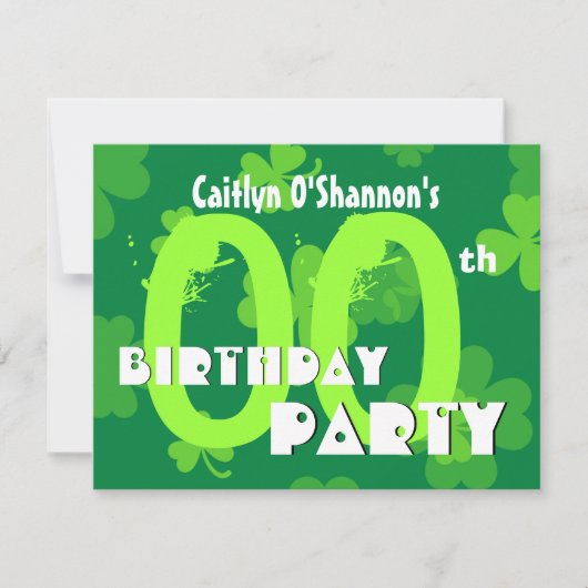 Aangepast jaar Shamrocks Birthday Party V01 Kaart (Voorkant)