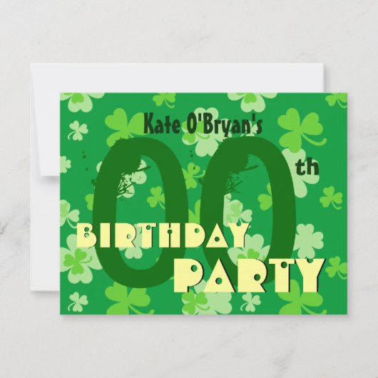 Aangepast jaar Shamrocks Birthday Party V07 Kaart (Voorkant)