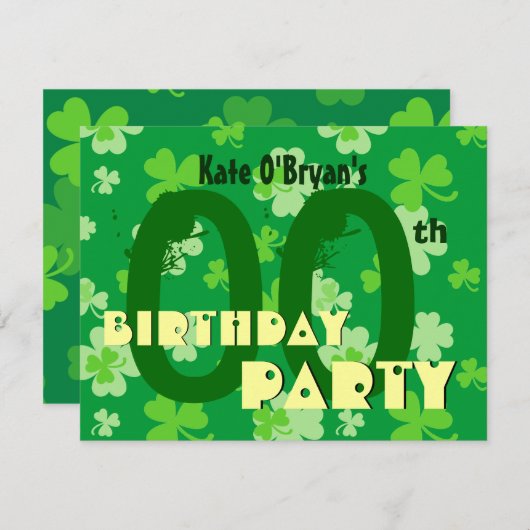 Aangepast jaar Shamrocks Birthday Party V07 Kaart (Voorkant / Achterkant)