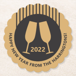 Aangepast jaar & tekst Champagne papier onderzette Kartonnen Onderzetters