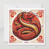 Aangepast Jaar van de Slang 2025 White Gold Red Kaart (Voorkant)