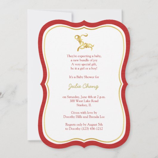 Aangepast Jaar van het Geit Baby shower Kaart (Achterkant)