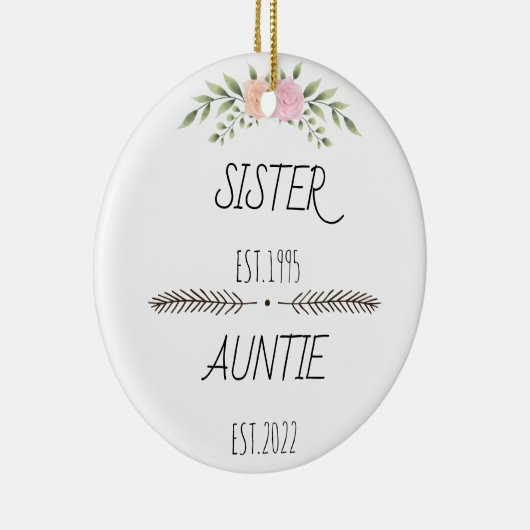 Aangepast jaar voor aangepaste zuster Auntie Est,  Keramisch Ornament (Rechts)
