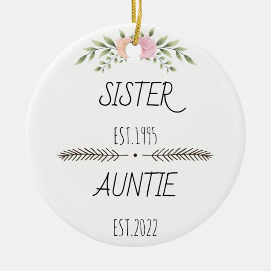 Aangepast jaar voor aangepaste zuster Auntie Est,  Keramisch Ornament (Voorkant)
