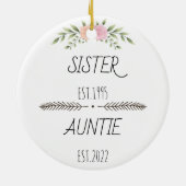 Aangepast jaar voor aangepaste zuster Auntie Est,  Keramisch Ornament (Achterkant)