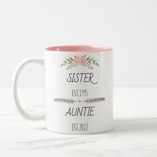 Aangepast jaar voor aangepaste zuster Auntie Est,  Tweekleurige Koffiemok (Links)