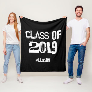 Aangepast jaar voor afstuderen klasse zwart op maa fleece deken
