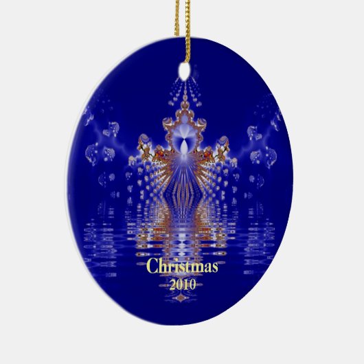 Aangepast jaar voor blauwe en goudkerstversiering keramisch ornament (Rechts)