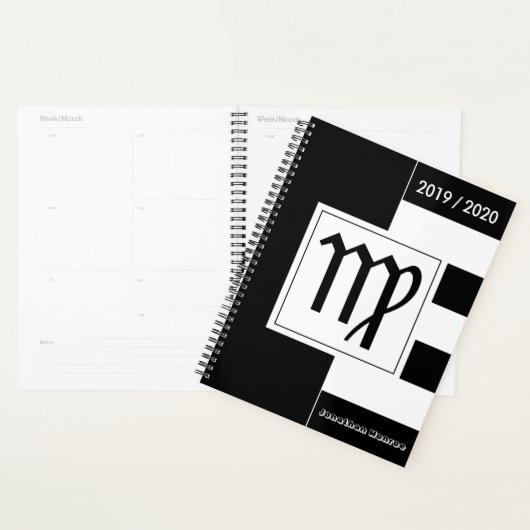 Aangepast jaar voor dierentuin, zwart en wit planner (Display)