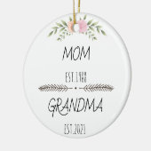 Aangepast jaar voor mam Grandma Est, bloemen Keramisch Ornament (Links)