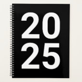 Aangepast jaar zwarte witte moderne typografie planner (Voorkant)
