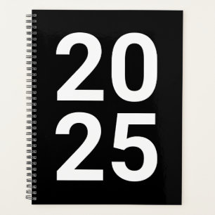 Aangepast jaar zwarte witte moderne typografie planner
