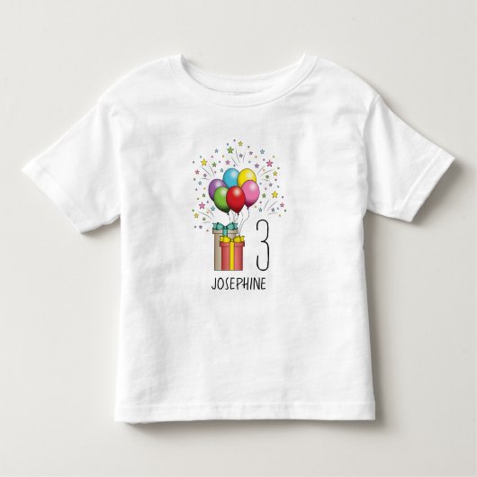 Aangepast jaardagnummer & ballonnen en Cadeaus Kinder Shirts (Voorkant)