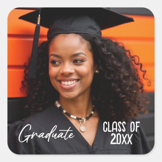 Aangepast jaarscript voor Afstuderen fotoklasse Vierkante Sticker (Voorkant)