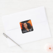 Aangepast jaarscript voor Afstuderen fotoklasse Vierkante Sticker (Envelop)