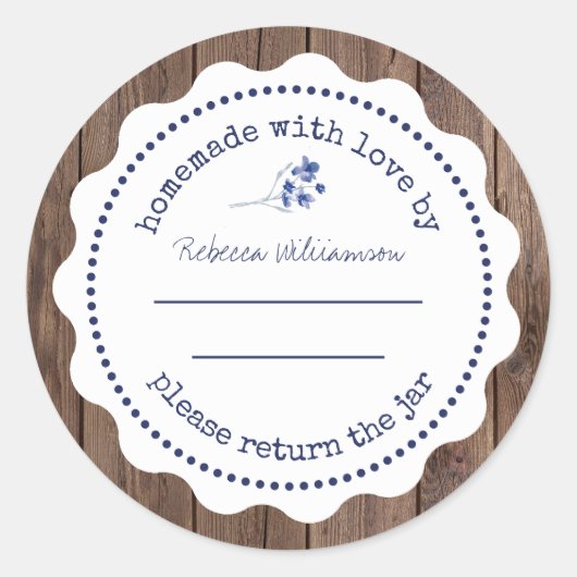 Aangepast jam Canning | Homemade met liefde Cla Ronde Sticker (Voorkant)