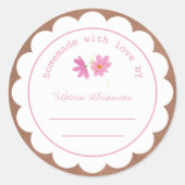 Aangepast jam Canning | Homemade Pink Floral Ronde Sticker (Voorkant)