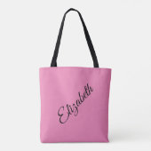 Aangepast je eigen naam elegant roze script tote bag (Achterkant)